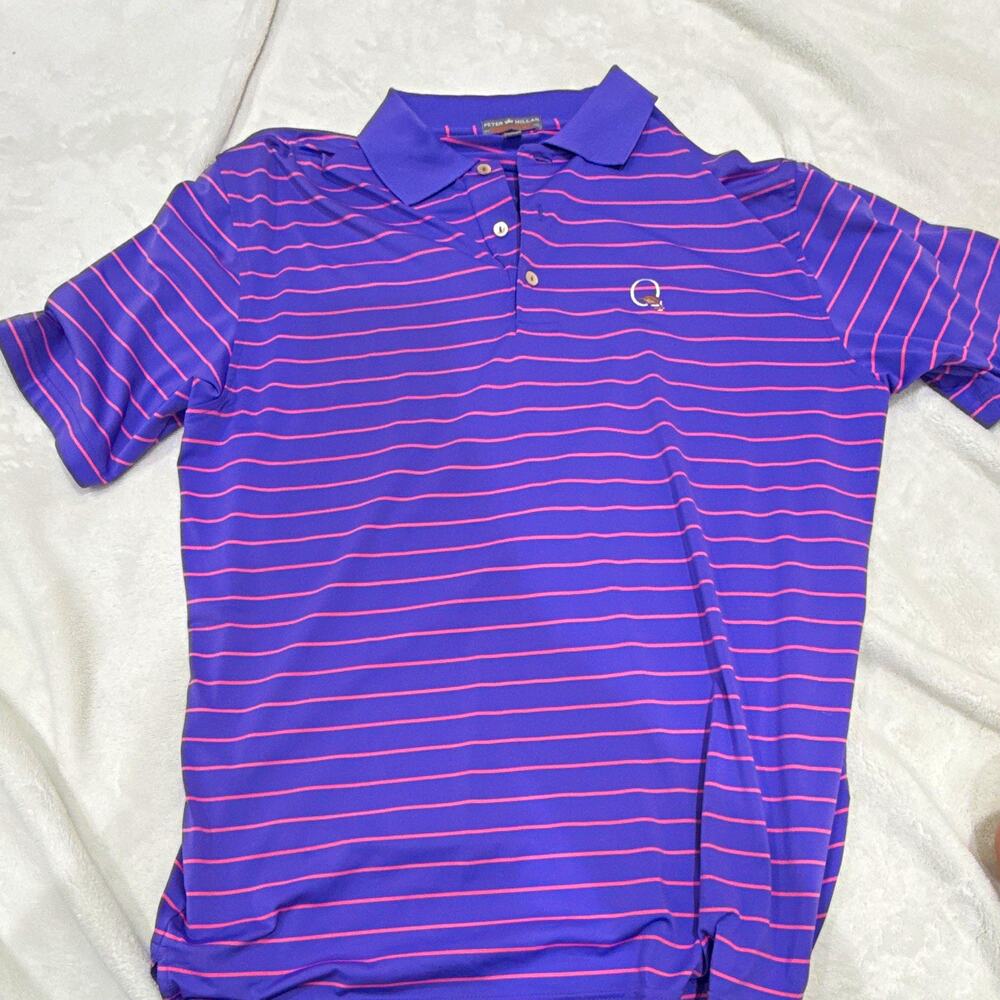 Peter Millar Summer Comfort Men’s Polo Shirt M Regular Purple/Pink Striped